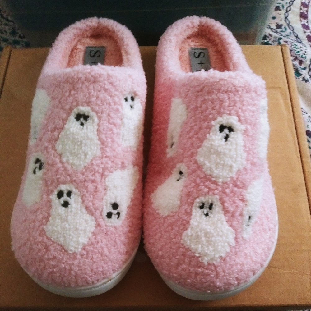 S & R Pink Ghost Slippers - Worn Once